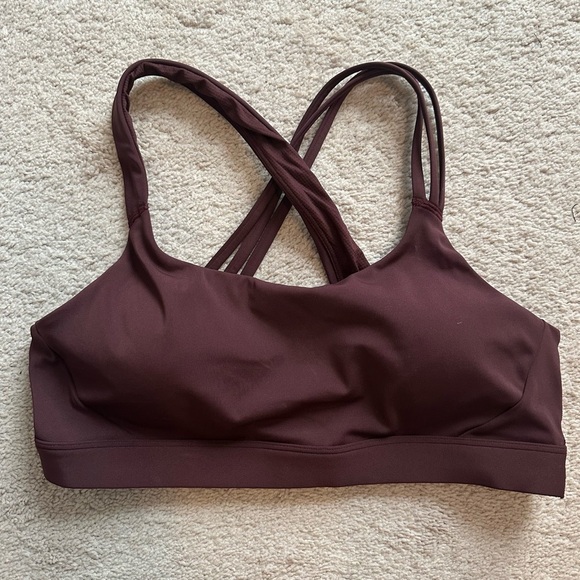 Athleta Run Free Burgundy Strappy Sports Bra - Picture 3 of 5